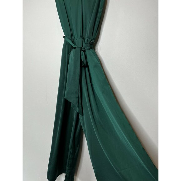 NWT H&M Wide Leg Crop Jumpsuit Emerald Green Belt Zip Up Size US 0 EU32 - Picture 4 of 12